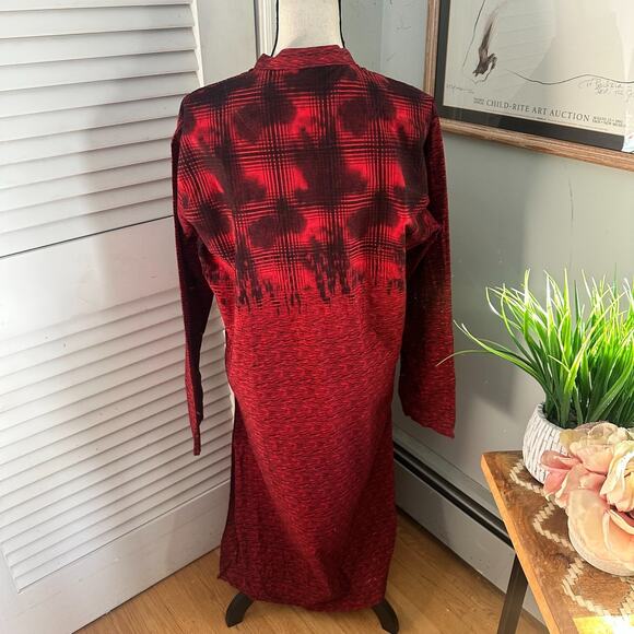 AD LIB Dress Womens 46 Red Shirt Dress Shift Abstract Midi Lagenlook US 14 - Picture 5 of 13